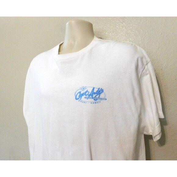 Capt. Andy Sailing Adventures Kauai Tee XL White Na Pali Hawaii Graphics Hanes - Picture 2 of 7